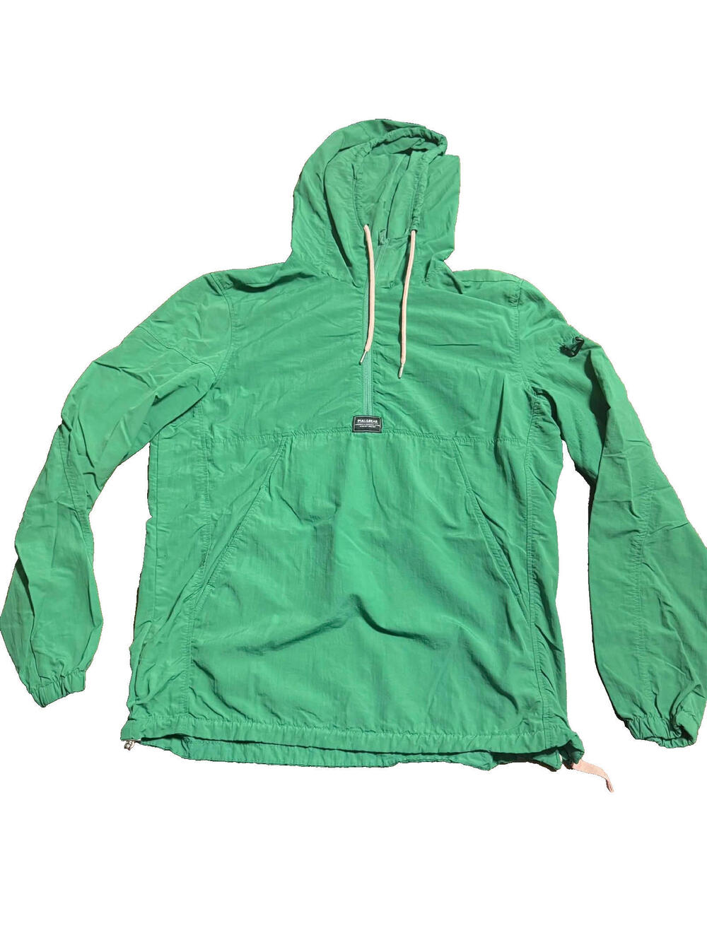 Pull & Bear Men’s Green S Anorak Hooded Jacket Polyester pockets hiking outdoor